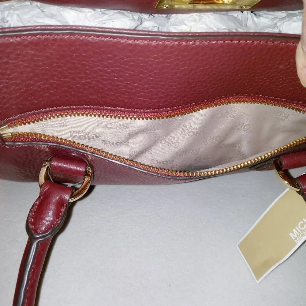 Michael Kors Astrid Claret Large Leather Satchel - Picture 10 of 15